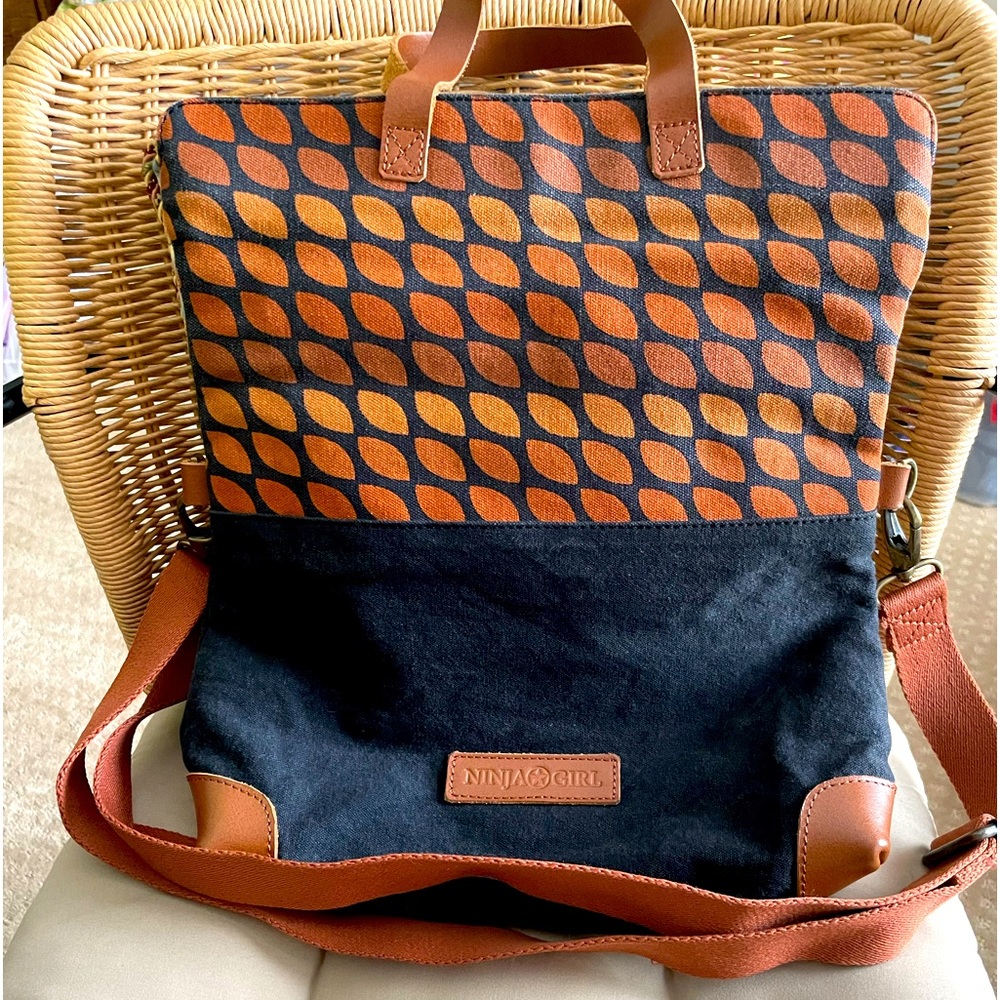NINJA GIRL CANVAS/Leather Crossbody Book Bag